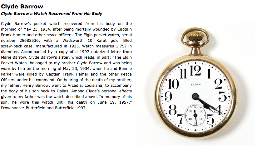 Här är klockan som Clyde hade på sig när han blev skjuten.