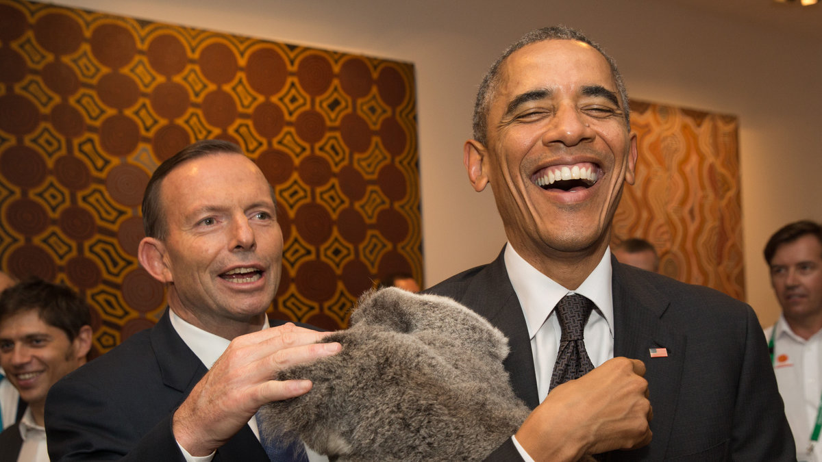 Obama hade väldigt roligt åt sin koala. 