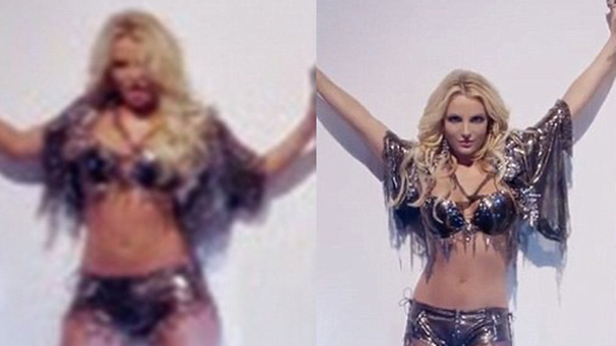Britney före och retuschen i sin senaste video. 