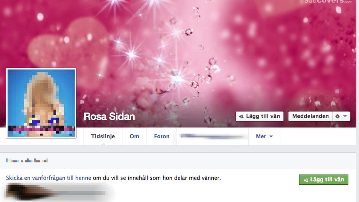 Rosa Sidan erbjuder sina tjänster på Facebook.