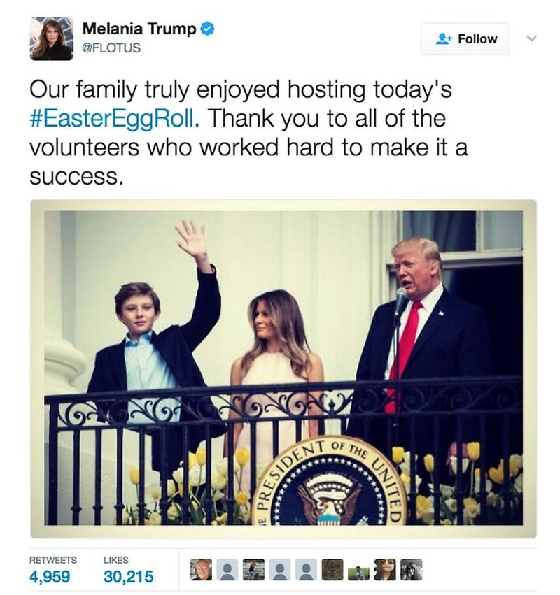 Melania har gillat ett inlägg på Twitter.
