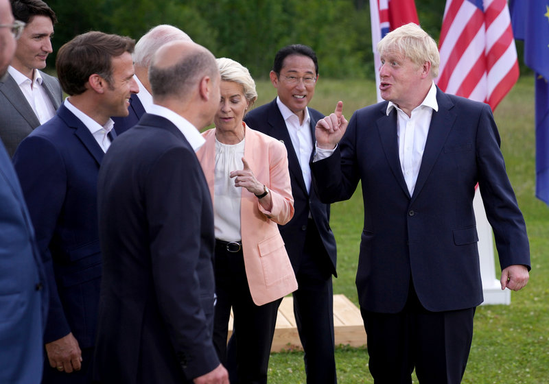 Premiärminister Boris Johnson under G7-mötet i Tyskland i juni. Arkivbild.