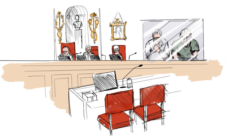Illustration från häktningsförhandlingen i Högsta domstolen. HD beslutade att mannen ska vara fortsatt häktad.