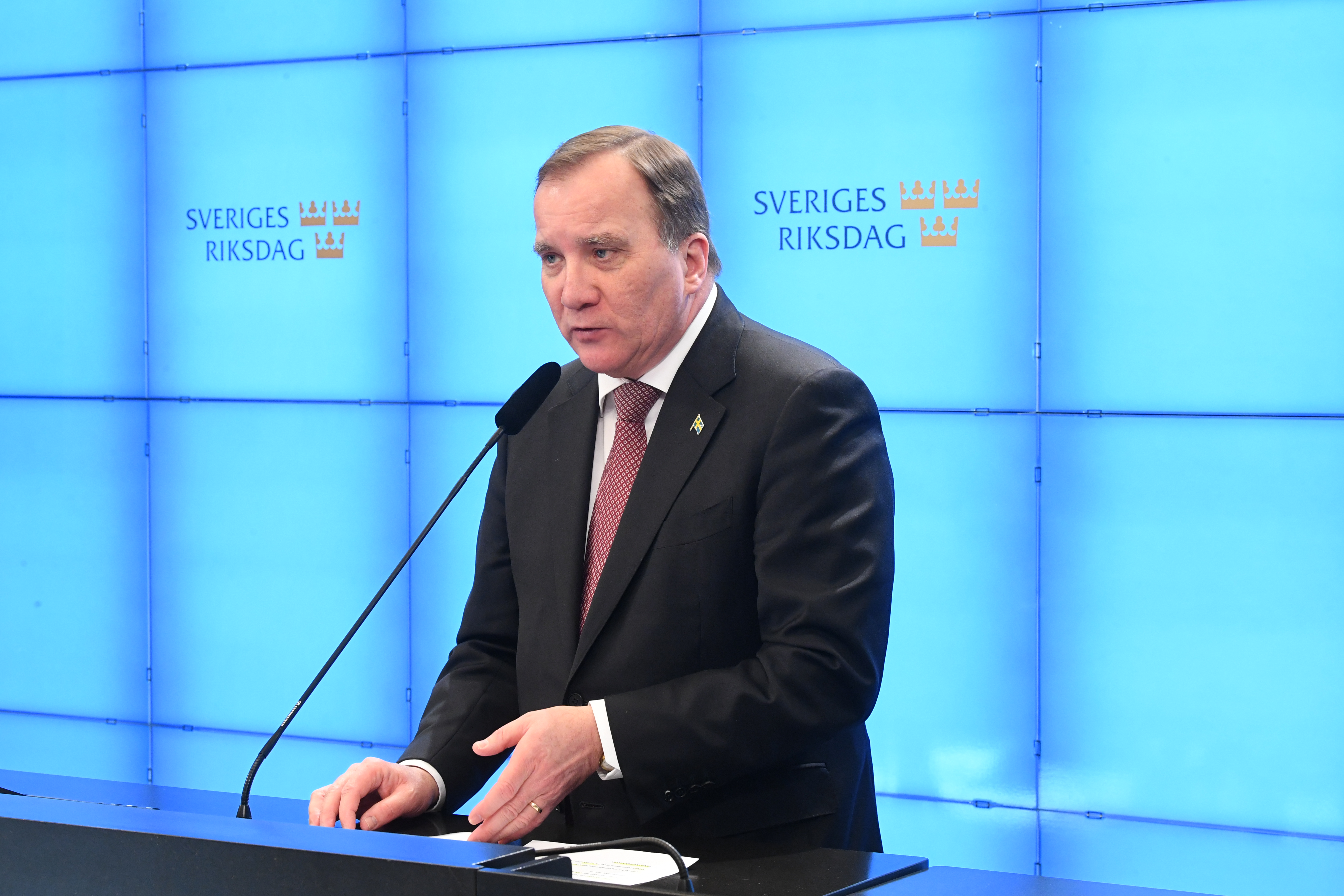Stefan Löfven under presskonferens om coronaviruset. Stefan Löfven under presskonferens om coronaviruset.