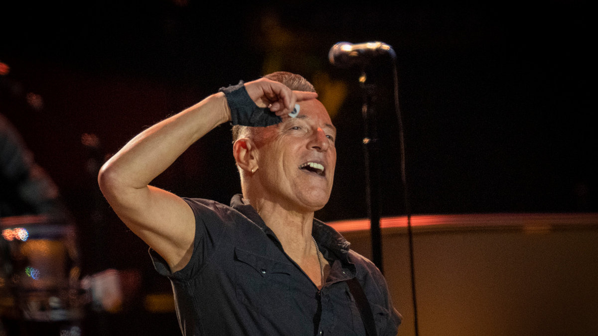 Bruce Springsteen på konsert med sitt E street band i Barcelona.