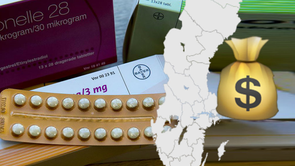 Kostnaden för p-piller skiljer sig stort beroende på län. 