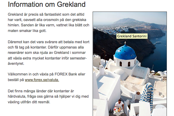 Forex vill att vi växlar extra mycket pengar innan vi åker till Grekland.