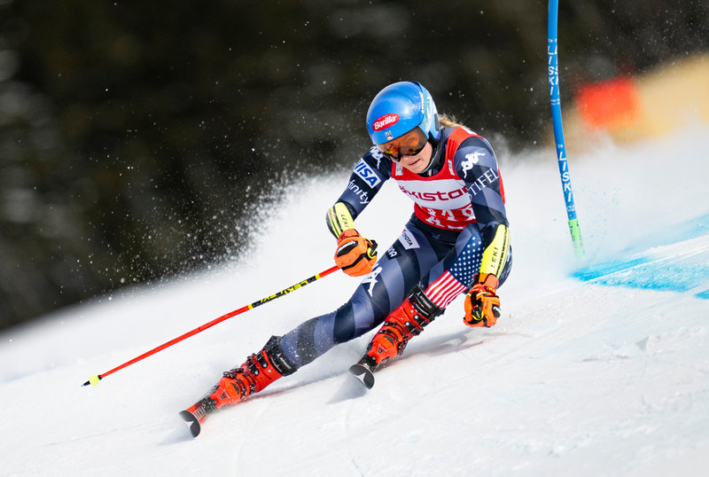 Mikaela Shiffrin i storslalomtävlingen i Åre.