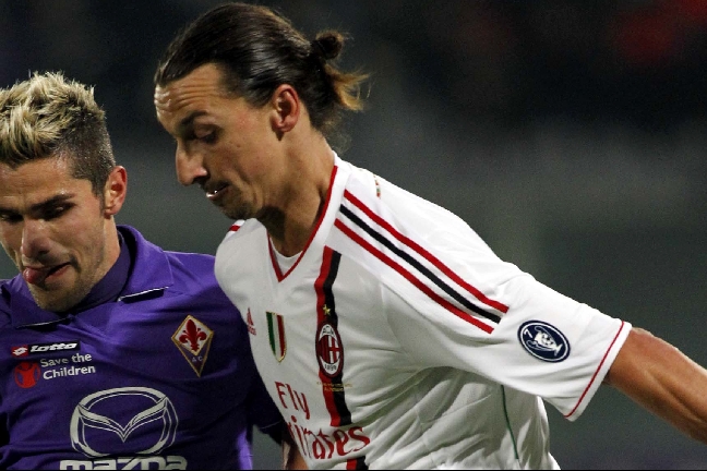 Zlatan Ibrahimovic var blek när hans Milan spelade 0-0 borta mot Fiorentina.