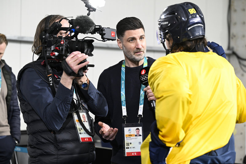 Björn Oldeen är reporter under OS 2026. Foto: Jessica Gow/TT