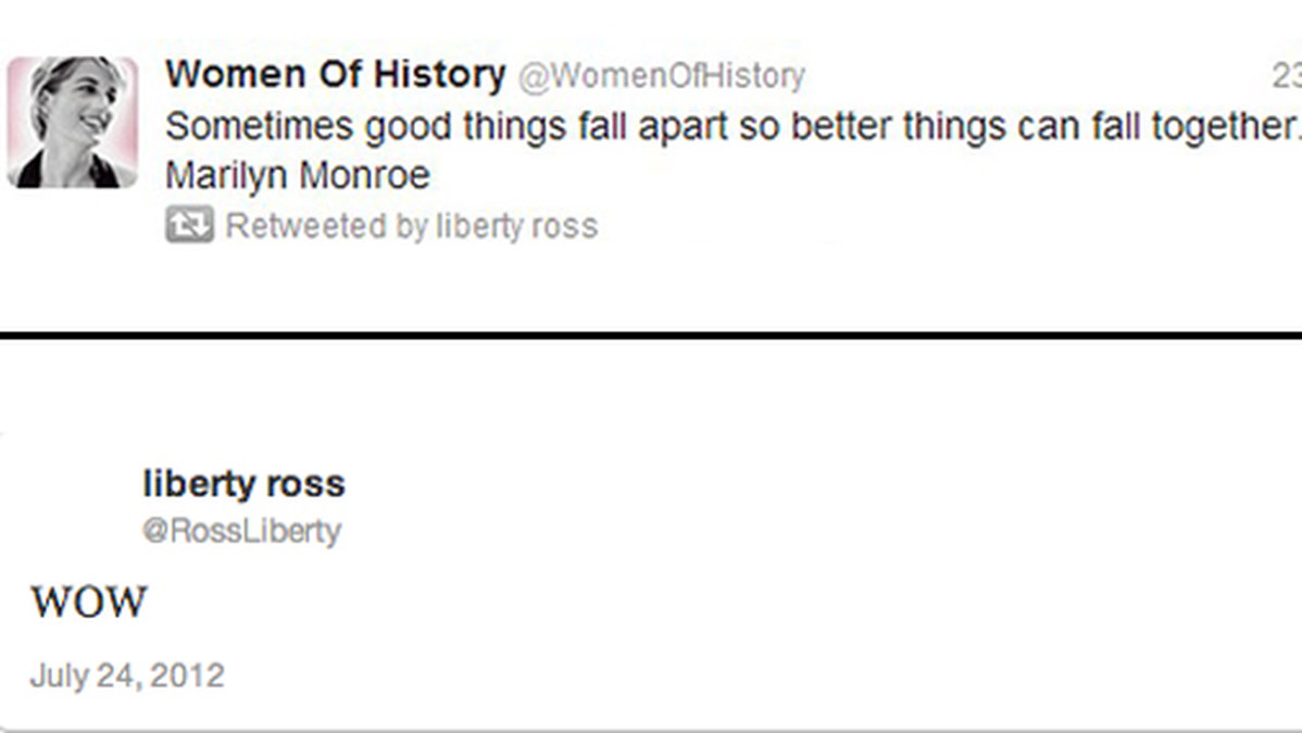 Så här såg det ut på Liberty Ross Twitter innan hon stängde ner sitt konto – förmodligen i raseri. 