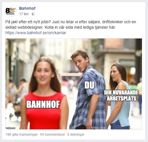 Facebook-inlägg av Bahnhof Facebook-inlägg av Bahnhof