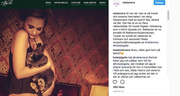 Hotel Pigall sexistisk reklam Hotel Pigall sexistisk reklam