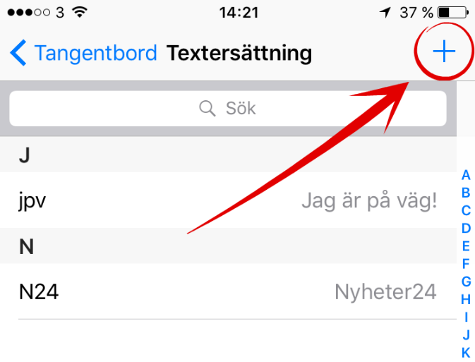 iPhone textersättning iPhone textersättning