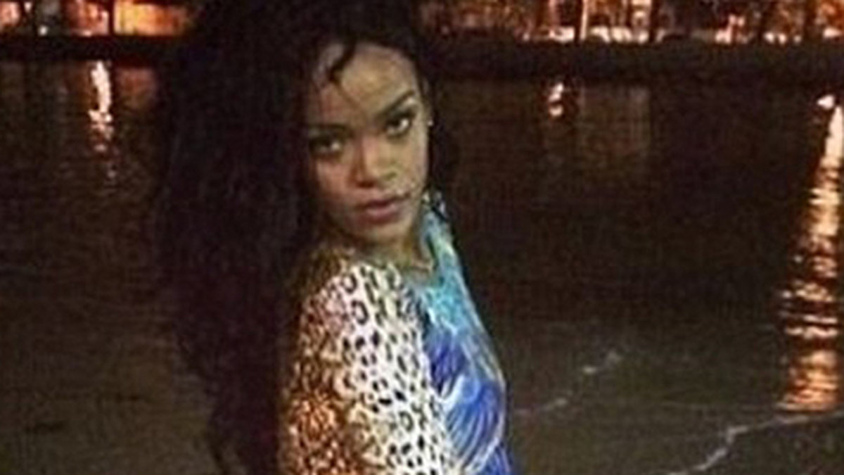 Rihanna i djurmönstrat. 