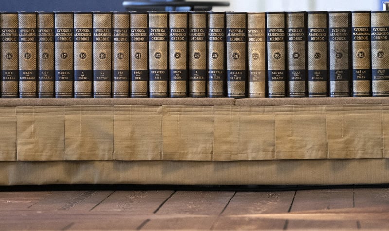 Svenska Akademiens ordbok, som jubileumsbok. Foto: Anders Wiklund/TT