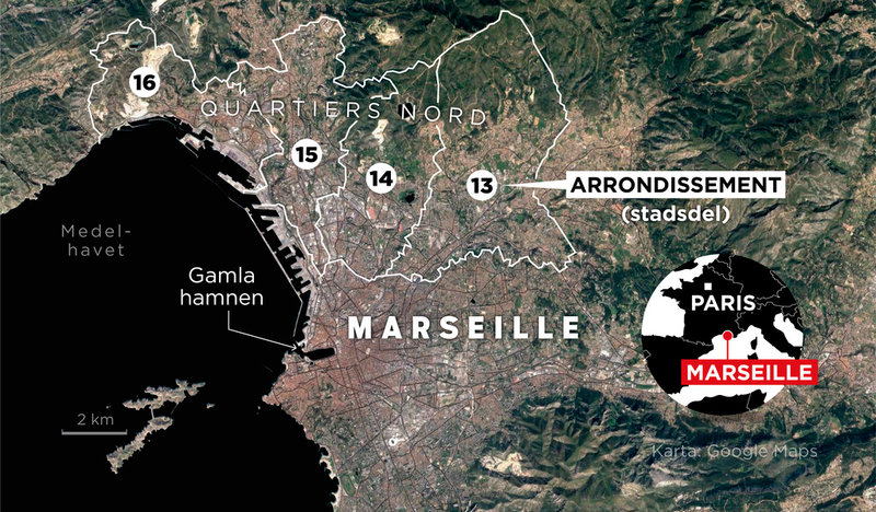 Marseilles norra områden, Quartiers nord, omfattar ungefär arrondissementen 13, 14, 15 och 16.