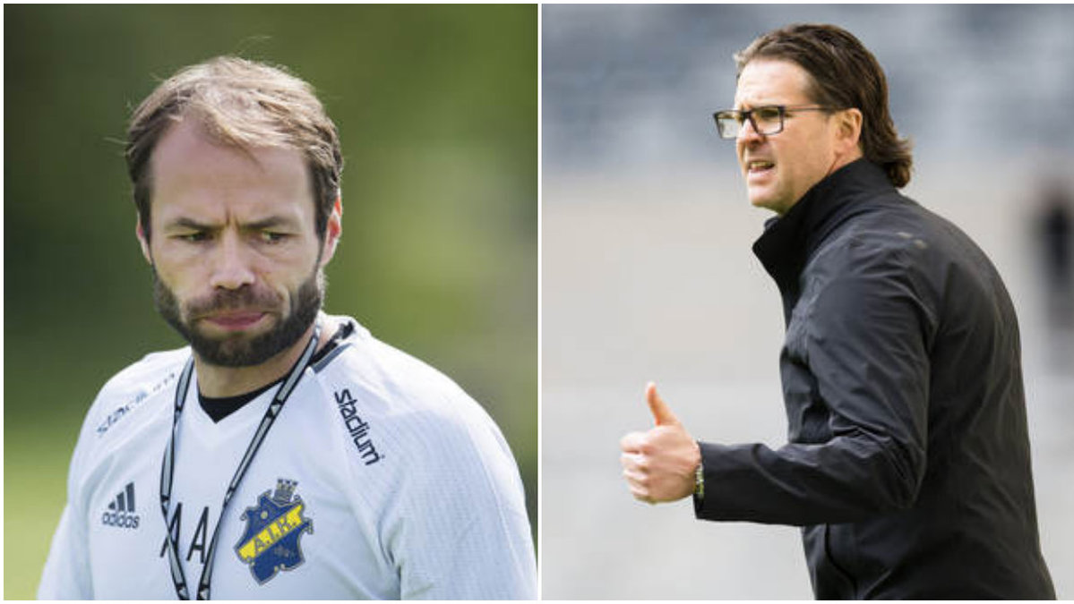 Rikard Norling (till höger) ryktas ta över som AIK-tränare efter Andreas Alm – något som nu dementerats.