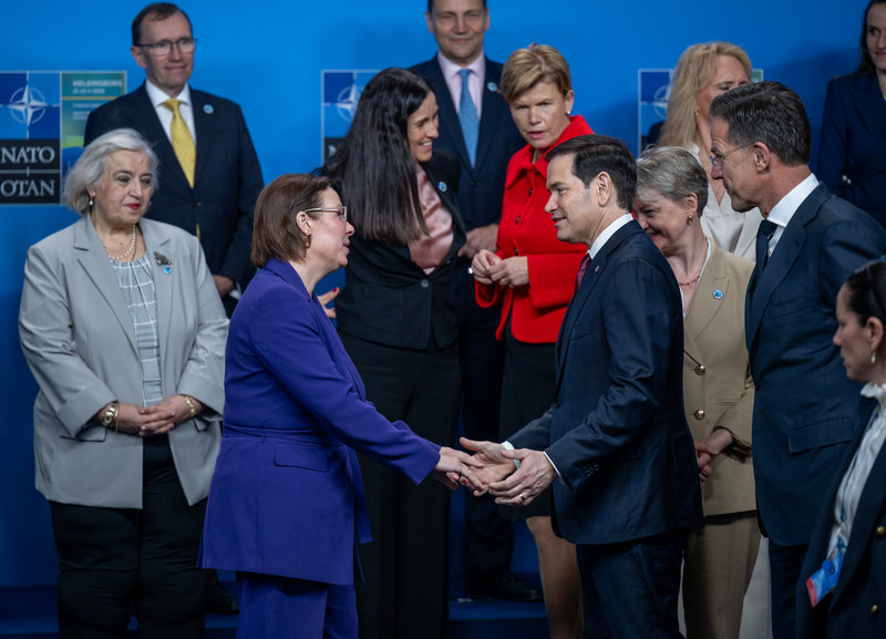 Sveriges utrikesminister Maria Malmer Stenergard (M) och USA:s utrikesminister Marco Rubio under Natomötet i Helsingborg.