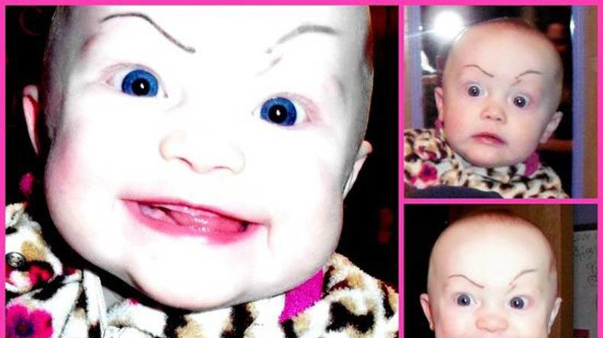 Bebis med Pamela Anderson-ögonbryn.