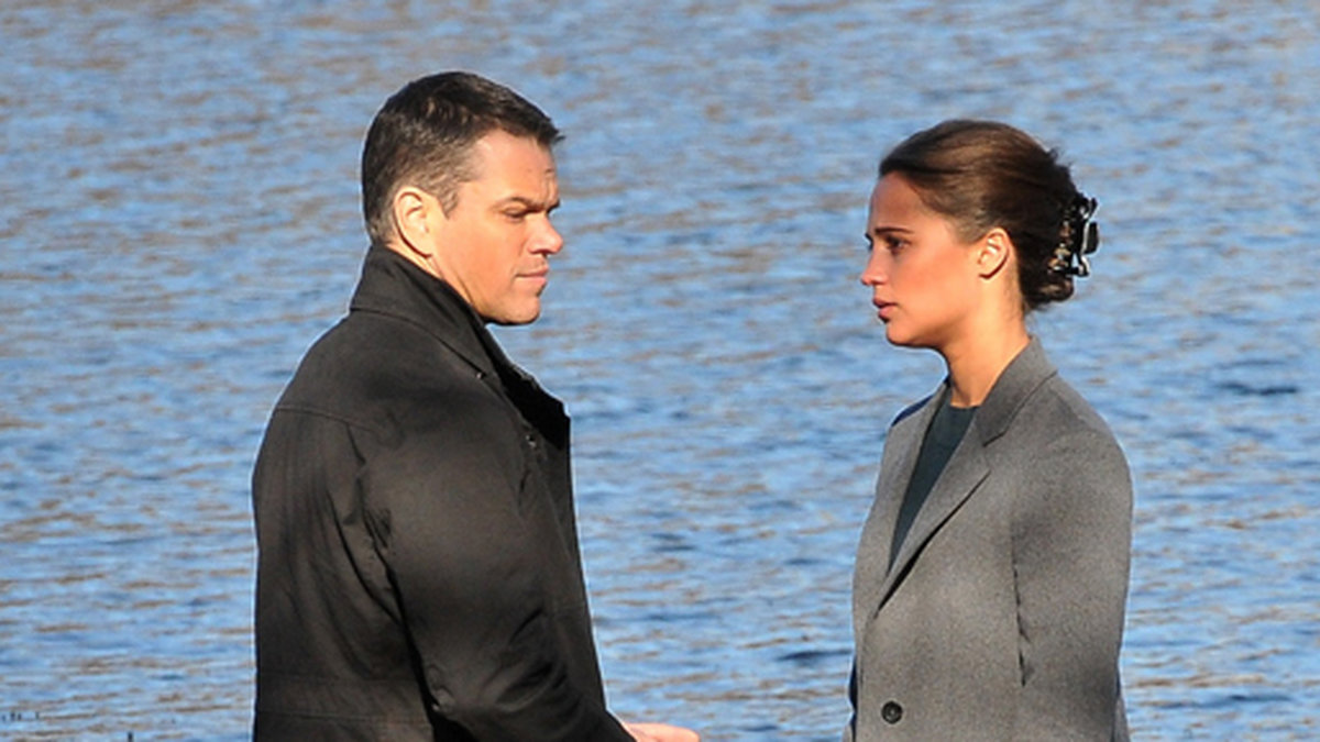 Matt Damon och Alicia Vikander spelar in "Bourne 5" i Washington DC.