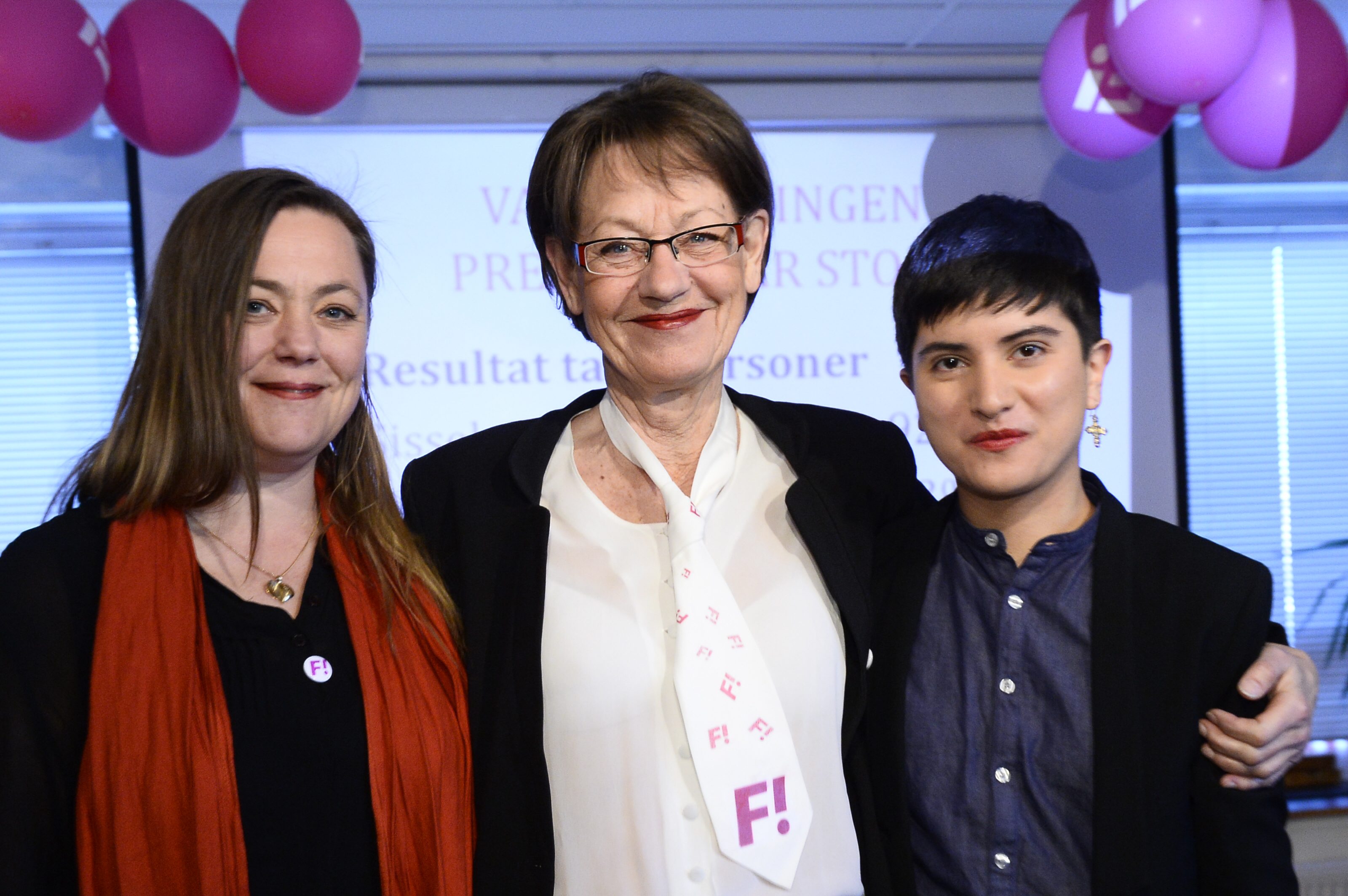 FI:s tre talespersoner: Stina Svensson, Gudrun Schyman, Sissela Nordling Blanco.