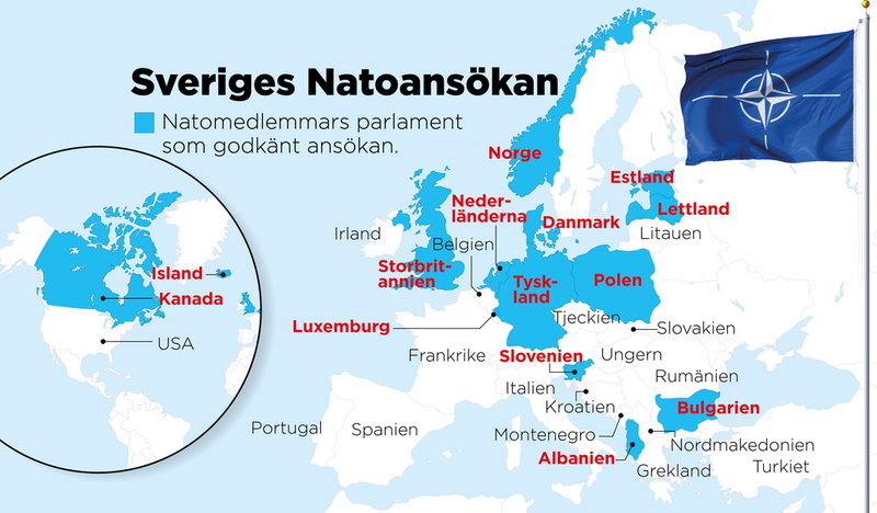 Parlament som godkänt Sveriges Natoansökan den 14 juli 2022.