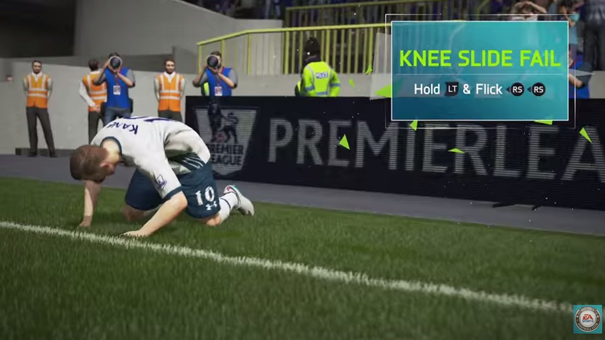 Du kan göra en misslyckad "knee slide", som Kane här på bilden.