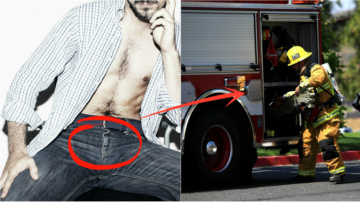 Hans penis ströps av en metallring, men läkarna fick ringa brandkåren då de inte kunde få av den.