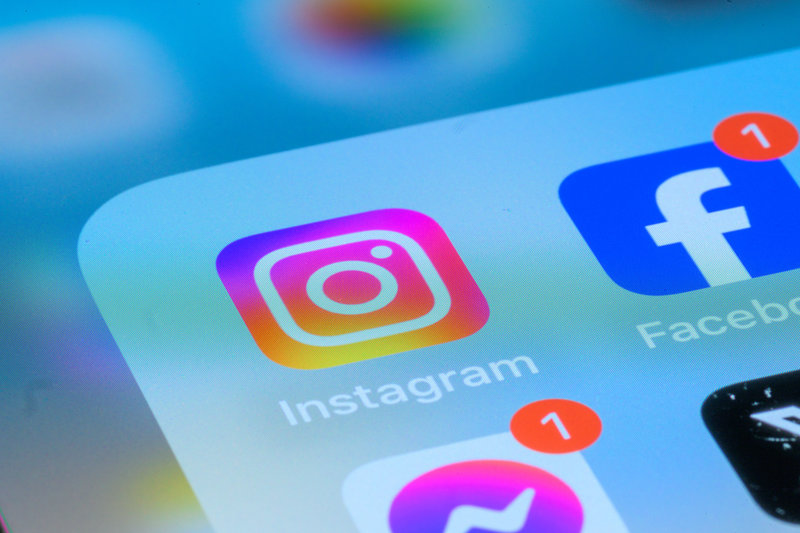 Appen Instagram fotograferad på en Iphone.Arkivbild.