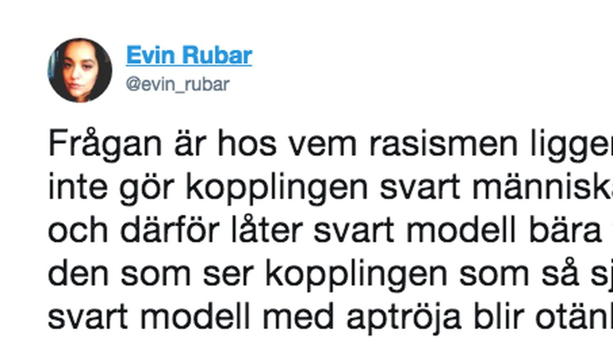 Evin Rabar tweetade om H&M.
