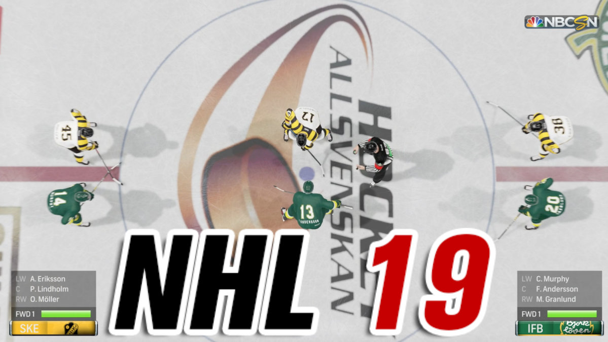 NHL 19 från spelet. NHL 19 logga.