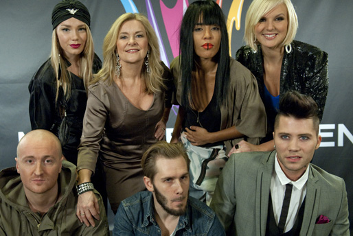 Loreen och de andra deltagarna i andra deltävlingen av Melodifestivalen år 2011. 