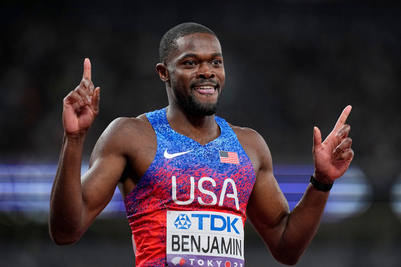USA:s Rai Benjamin är regerande olympisk mästare på 400 meter häck. Arkivbild.