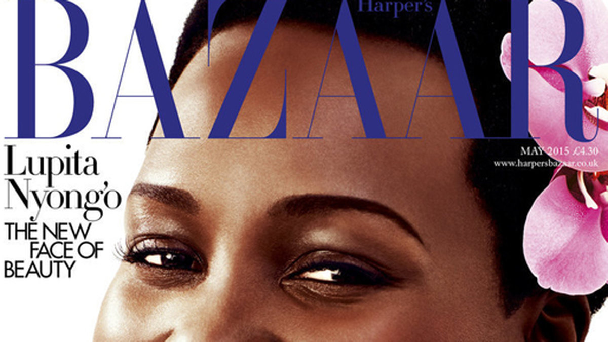 Lupita Nyongo på omslaget till Harpers Bazaar. 