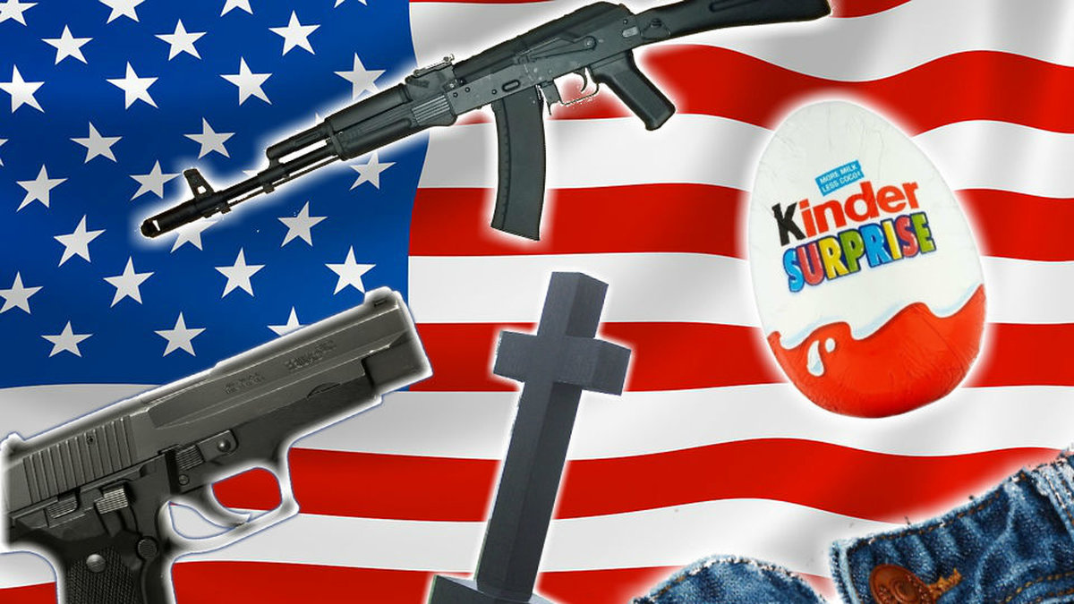 Kinderägg är förbjudna i USA, medan vapen är lagliga.