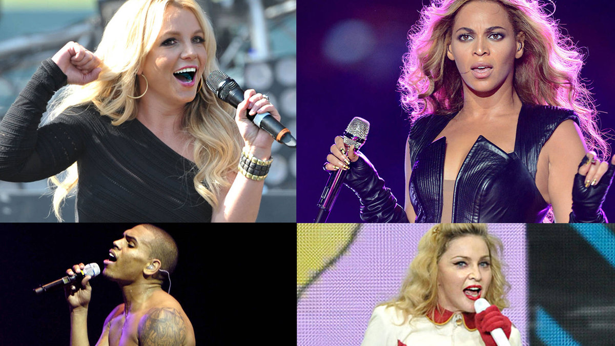 Britney, Beyoncé, Chris Brown och Madonna är några av stjärnorna som mimar. 