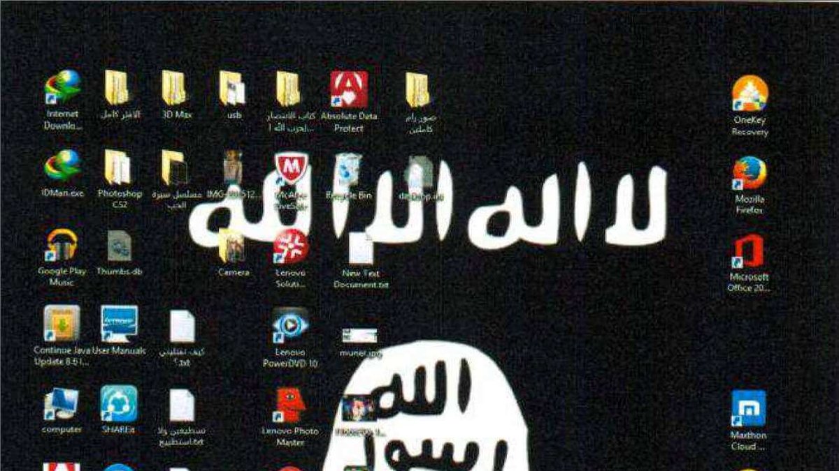 IS-svarta flagga var vald som bakgrundsbild på mannens dator.