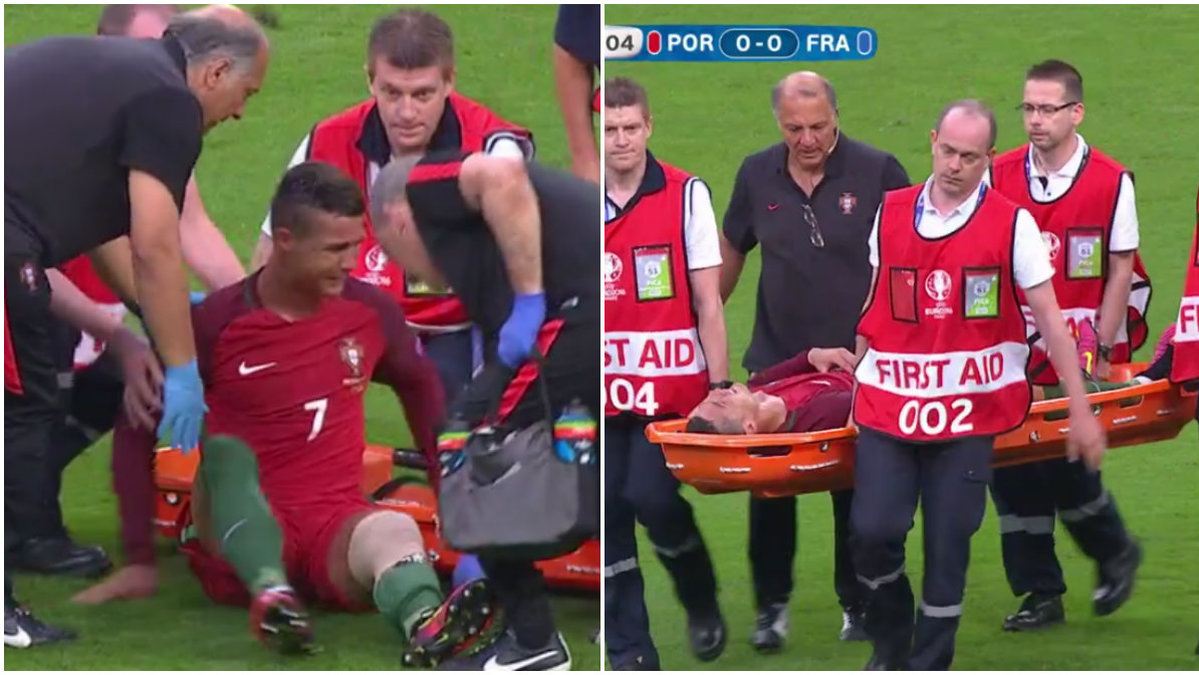 Ronaldo klev av skadad. 