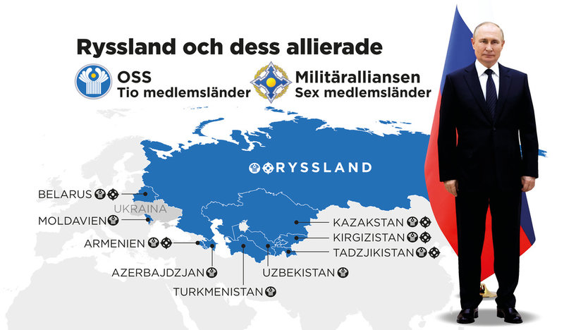 Medlemsländer i OSS och militäralliansen ODKB.