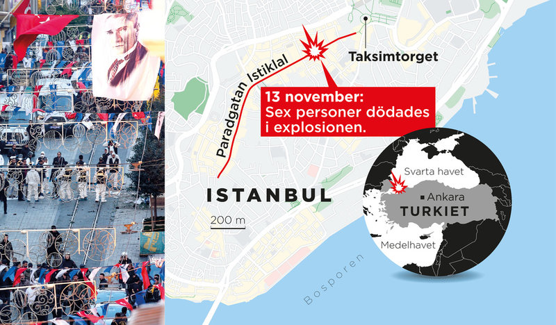 Sex personer omkom i explosionen i Istanbul den 13 november.