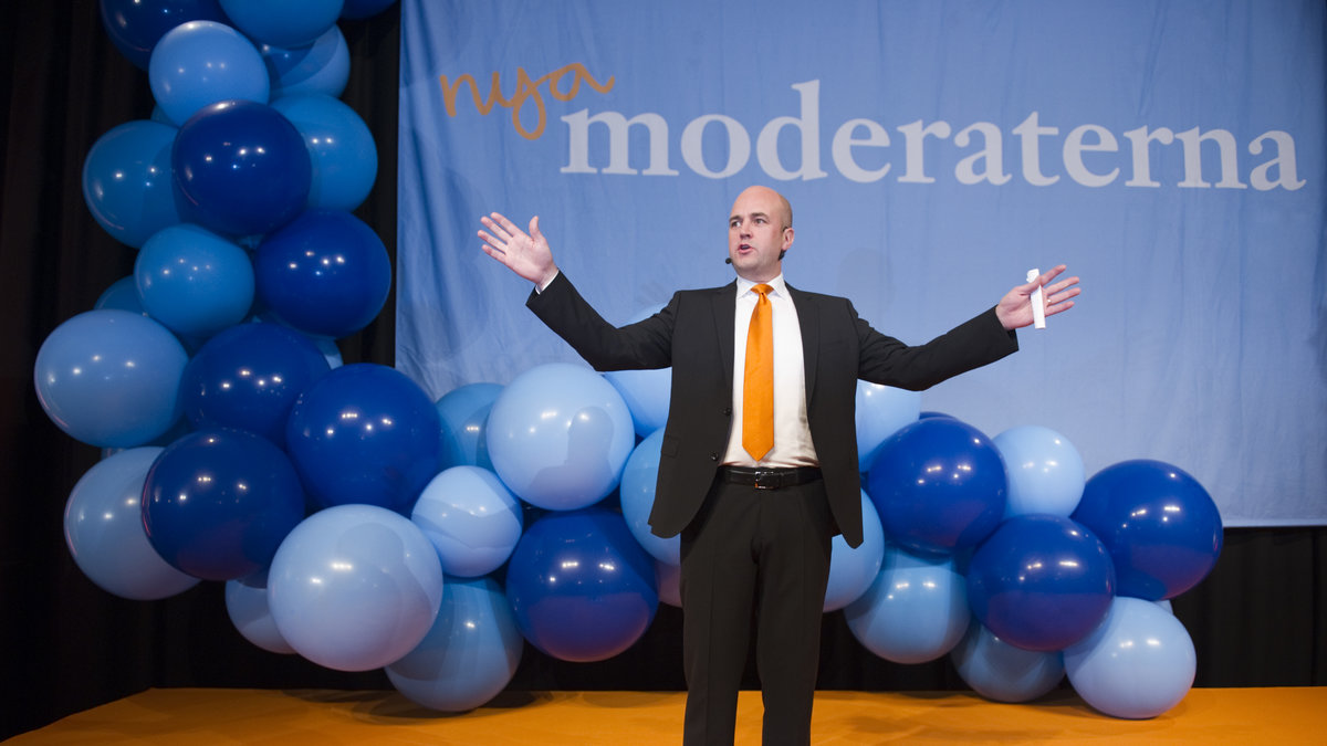 Reinfeldt på Moderaternas valvaka 2010. 