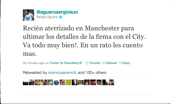 Sergio Agüero, Fotboll, argentina, Premier League, Manchester City, Carlos Tevez, Twitter