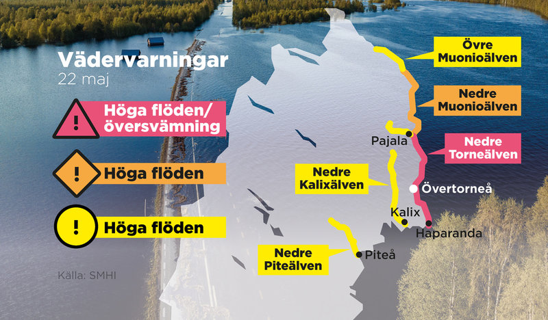 Röd varning för nedre Torneälven.