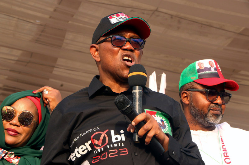 Peter Obi valtalar i Abuja. Bild från den 9 februari.