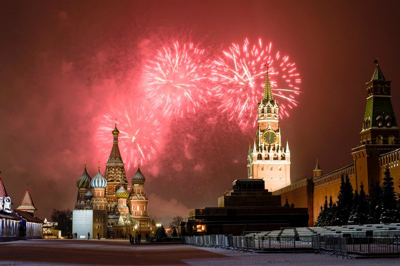 Nyårsraketer i Moskva.