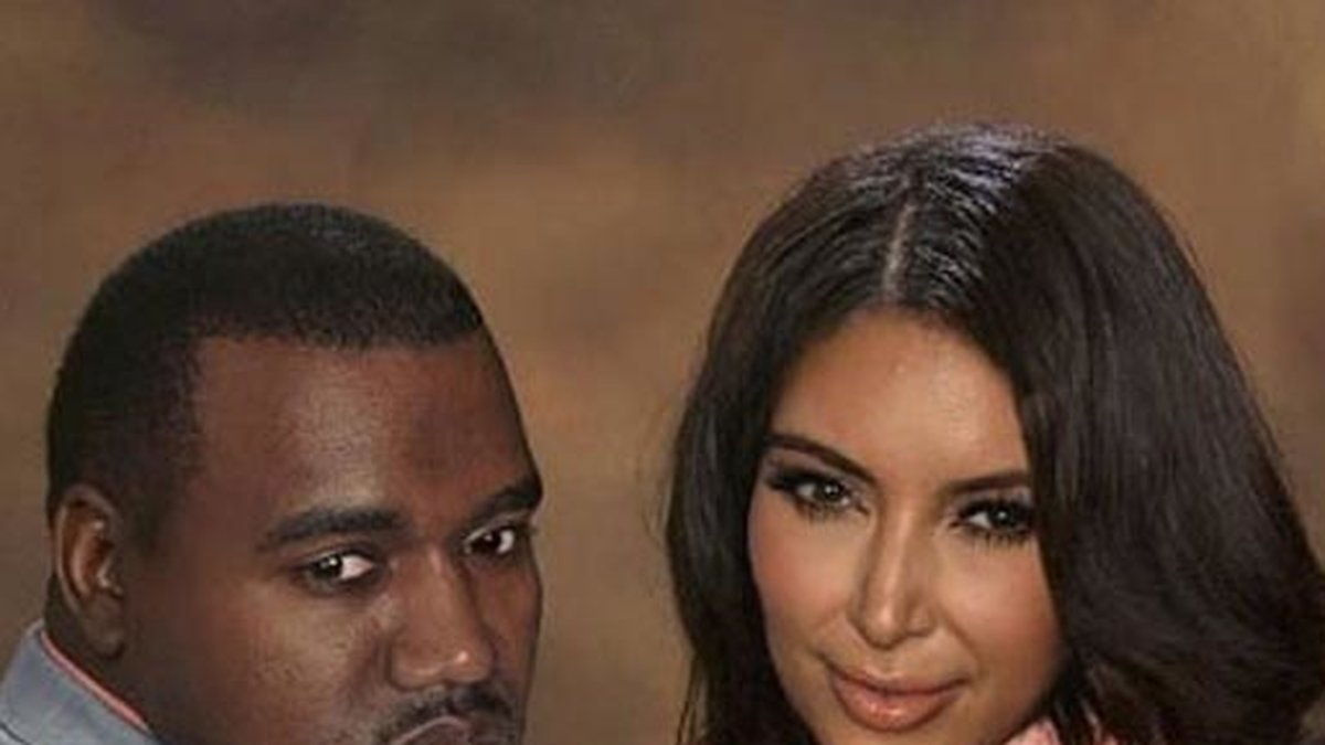 Kanye West och Kim Kardashian med lite extra sambokilon. Och långt ifrån de designerkläder vi är vana att se stjärnorna i.