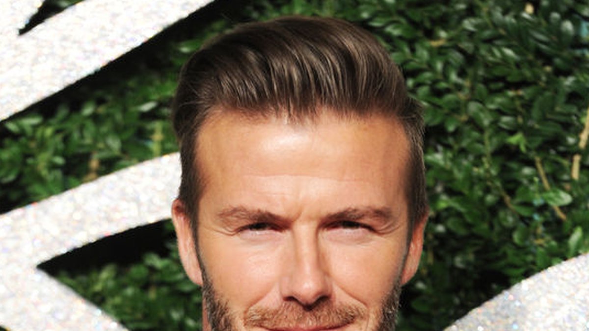 David Beckham var stilig i svart. 