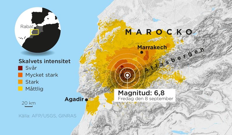 Skalvet inträffade sent på fredagskvällen och hade en magnitud på 6,8.