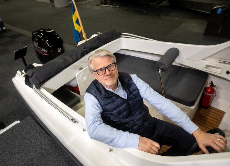Mats Eriksson, vd för Sweboat, på båtmässan i Göteborg.